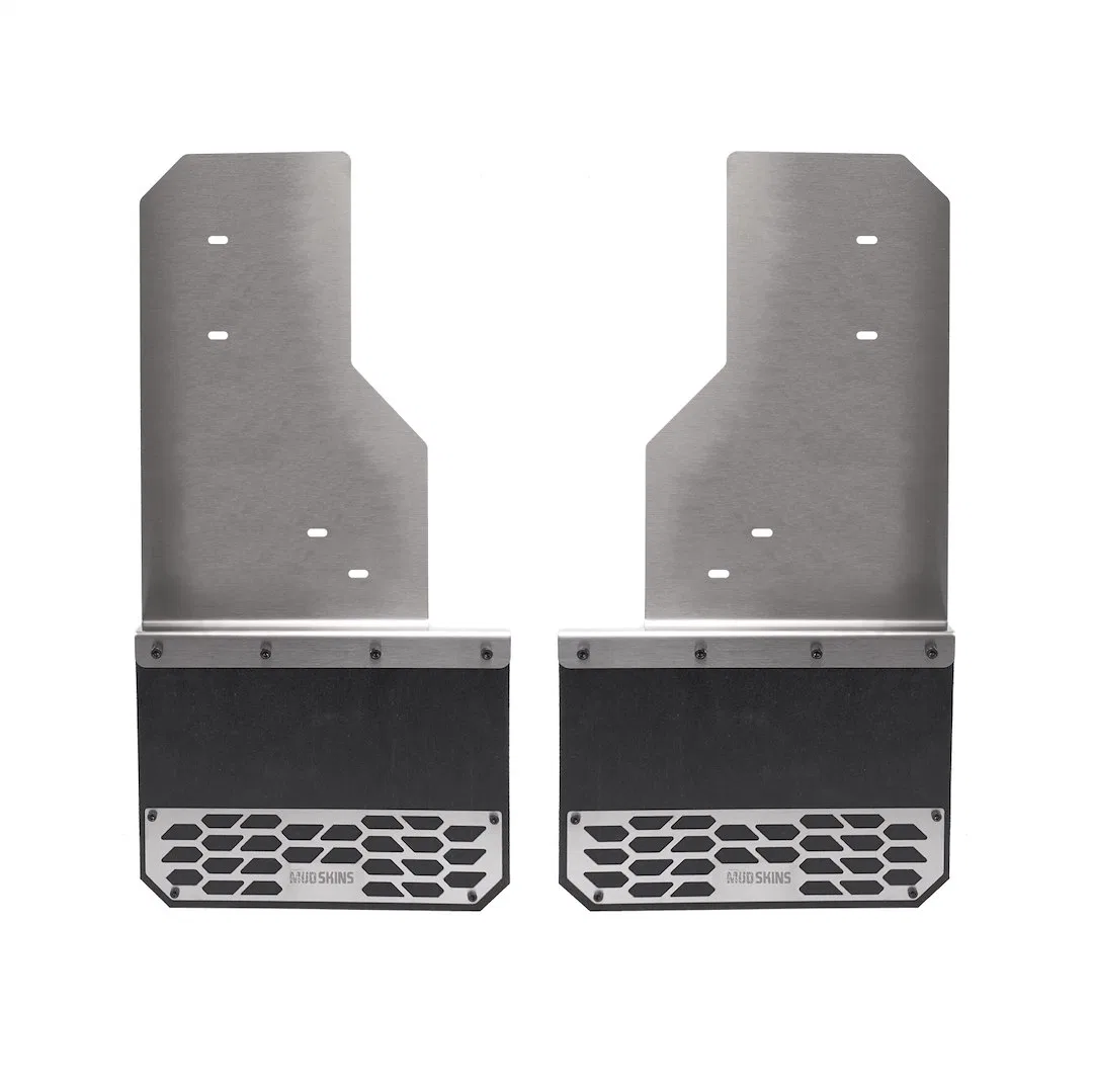 78403 – PUTCO Mud Flap, Direct Fit Set Of 2 Flat Without Logo Brushed Stainless Steel Bolt On Mount With Anti-Sail Br...